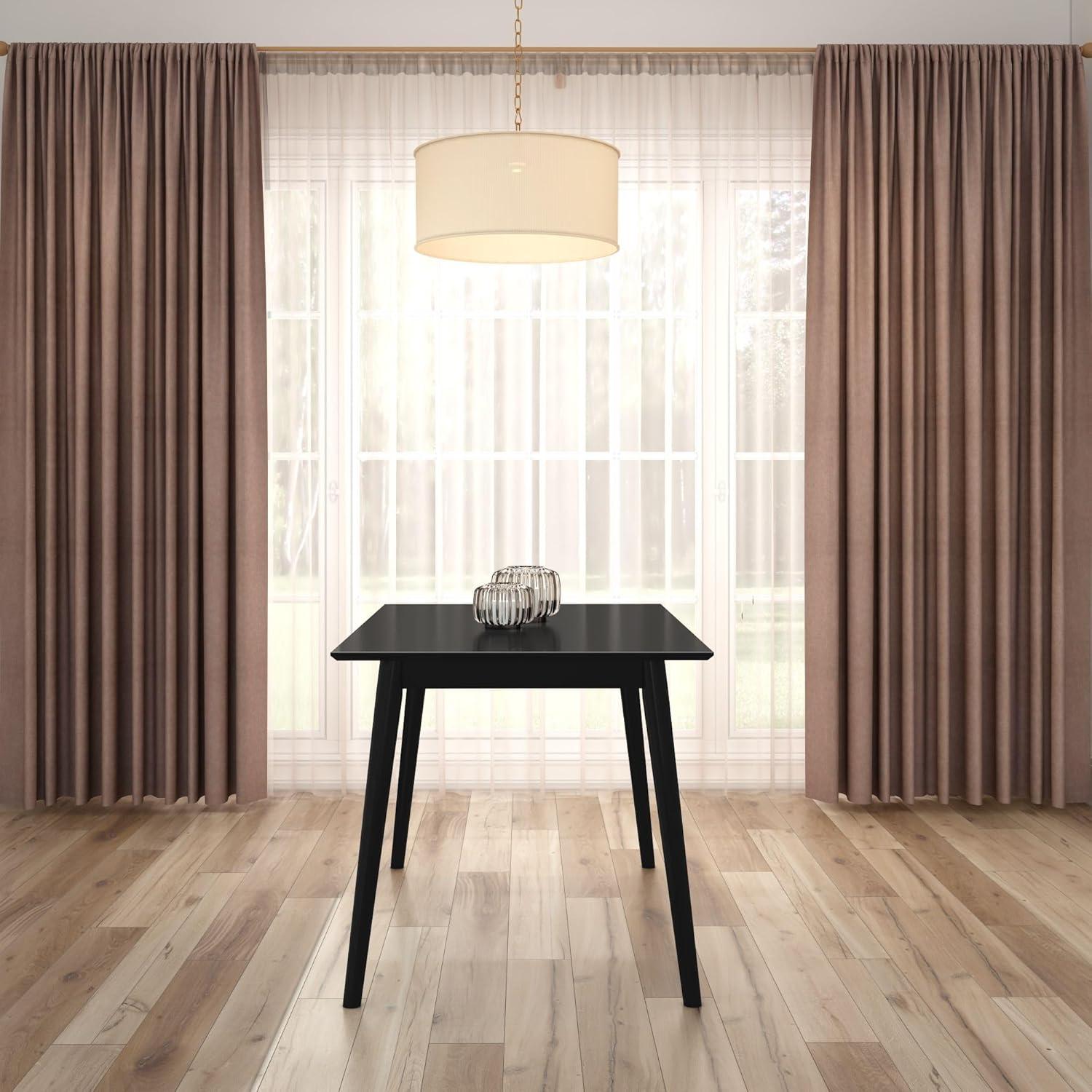 Plank+Beam 48" Mid Century Modern Dining Table, Solid Wood Kitchen & Dining Room Table for 4, Black
