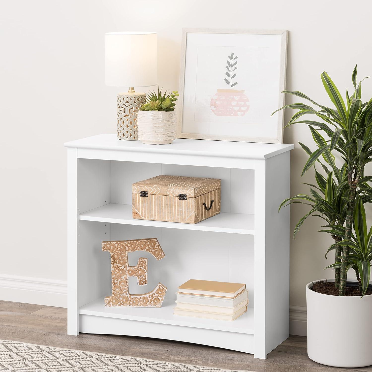 Prepac Home Office 2-Shelf Standard Bookcase with Durable Laminate Finish, White