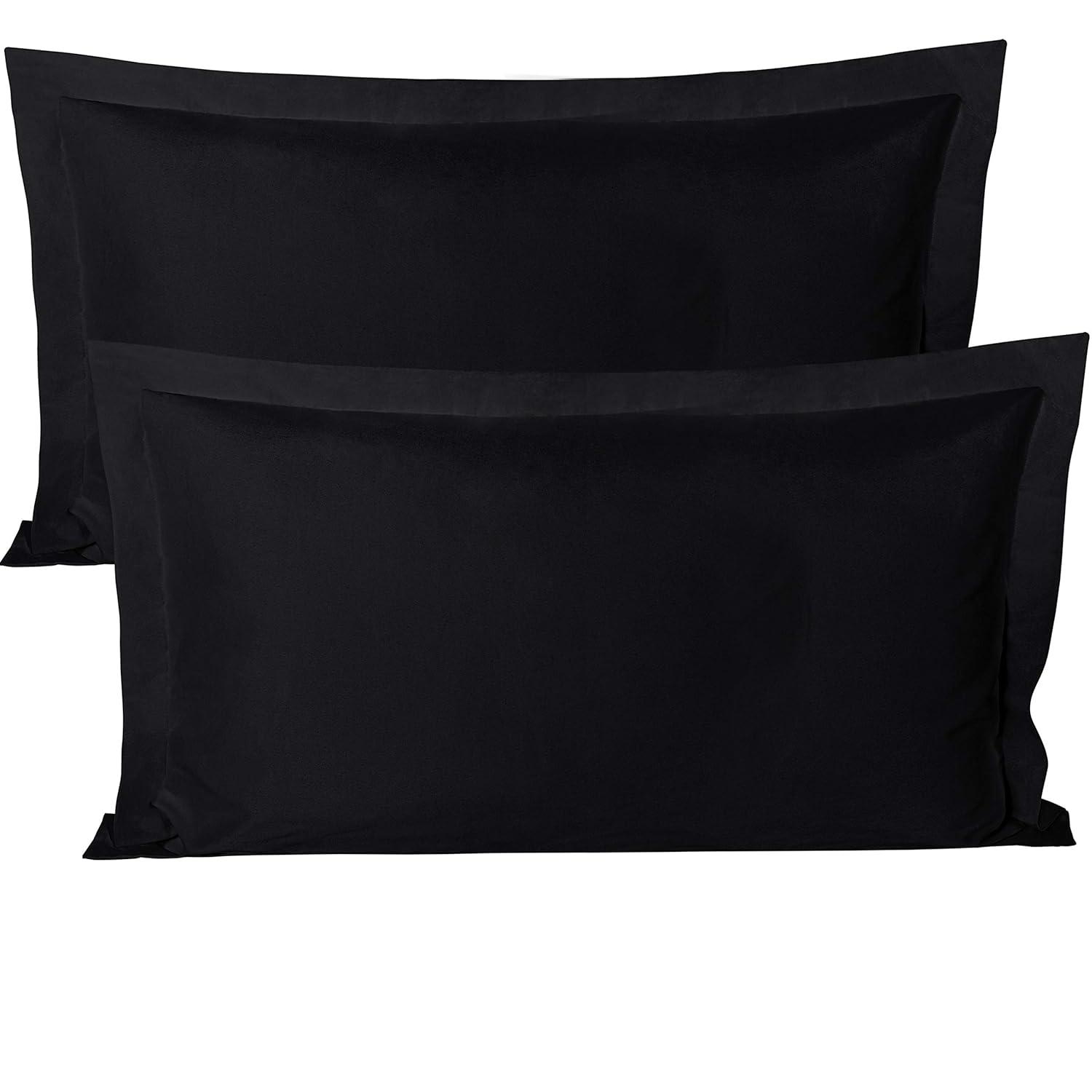 Nestl Pillow Sham Set of 2, Premium 1800 Series Double Brushed Bed Pillow Cases, Black, King 20" X 36"