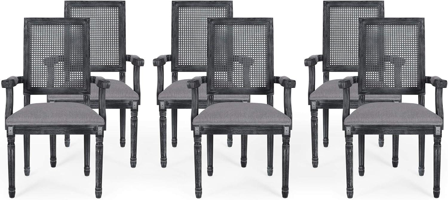 Set of 6 Maria French Country Wood & Cane Chairs: Queen Anne Style, Rubberwood Frame - Christopher Knight Home
