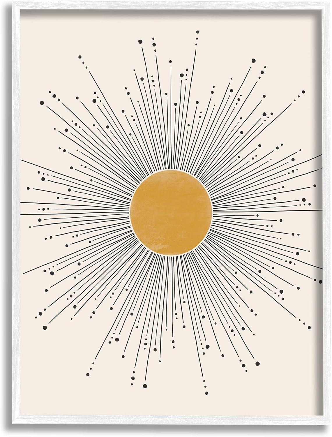 Stupell Industries Art Deco Summer Sun Geometric Line Bursts Modern Painting White Framed Art Print Wall Art, 16 x 20, Design by JJ Design House LLC