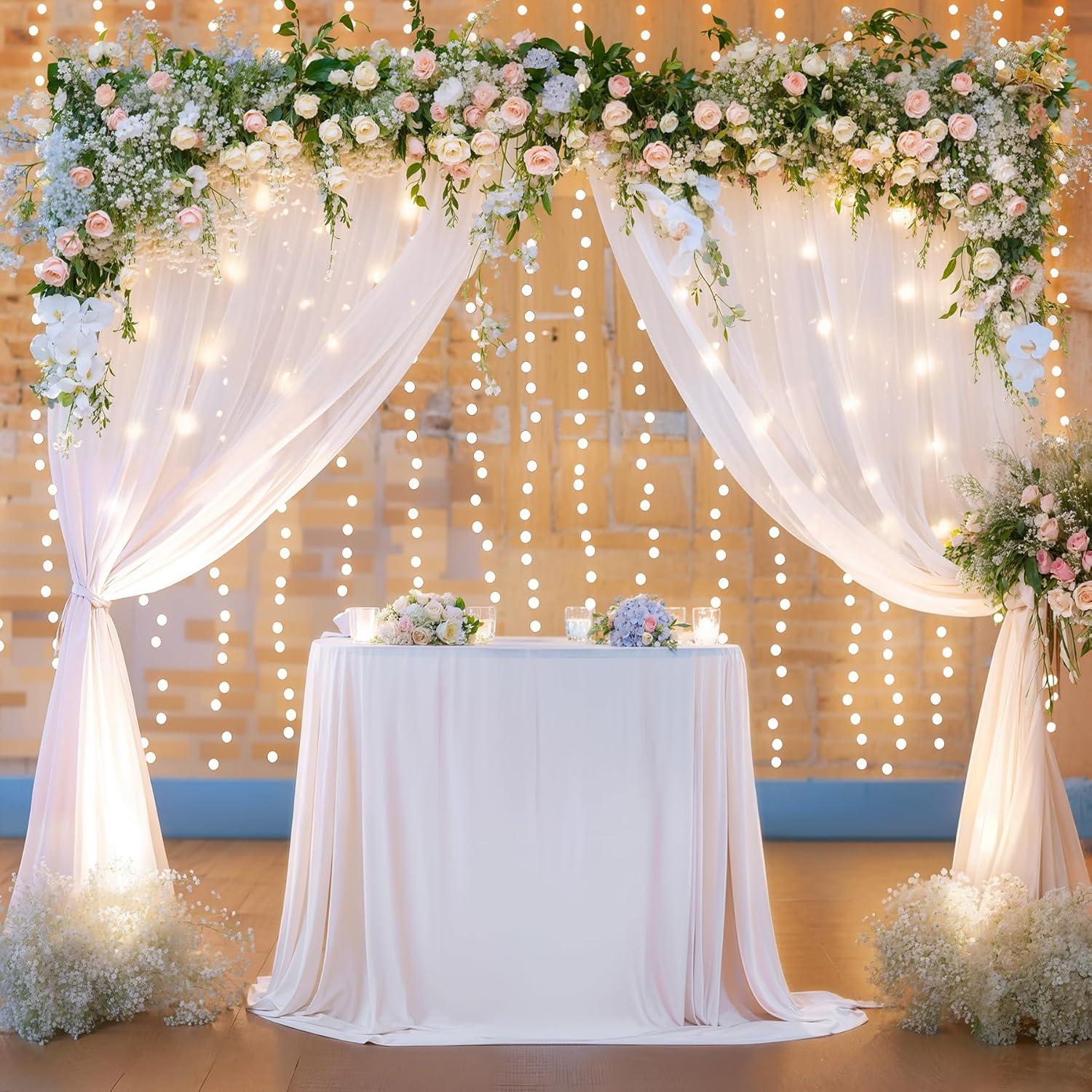 10x10ft White Backdrop Curtain for Parties Wrinkle Free Wedding Baby Curtain Backdrops for Birthday Party