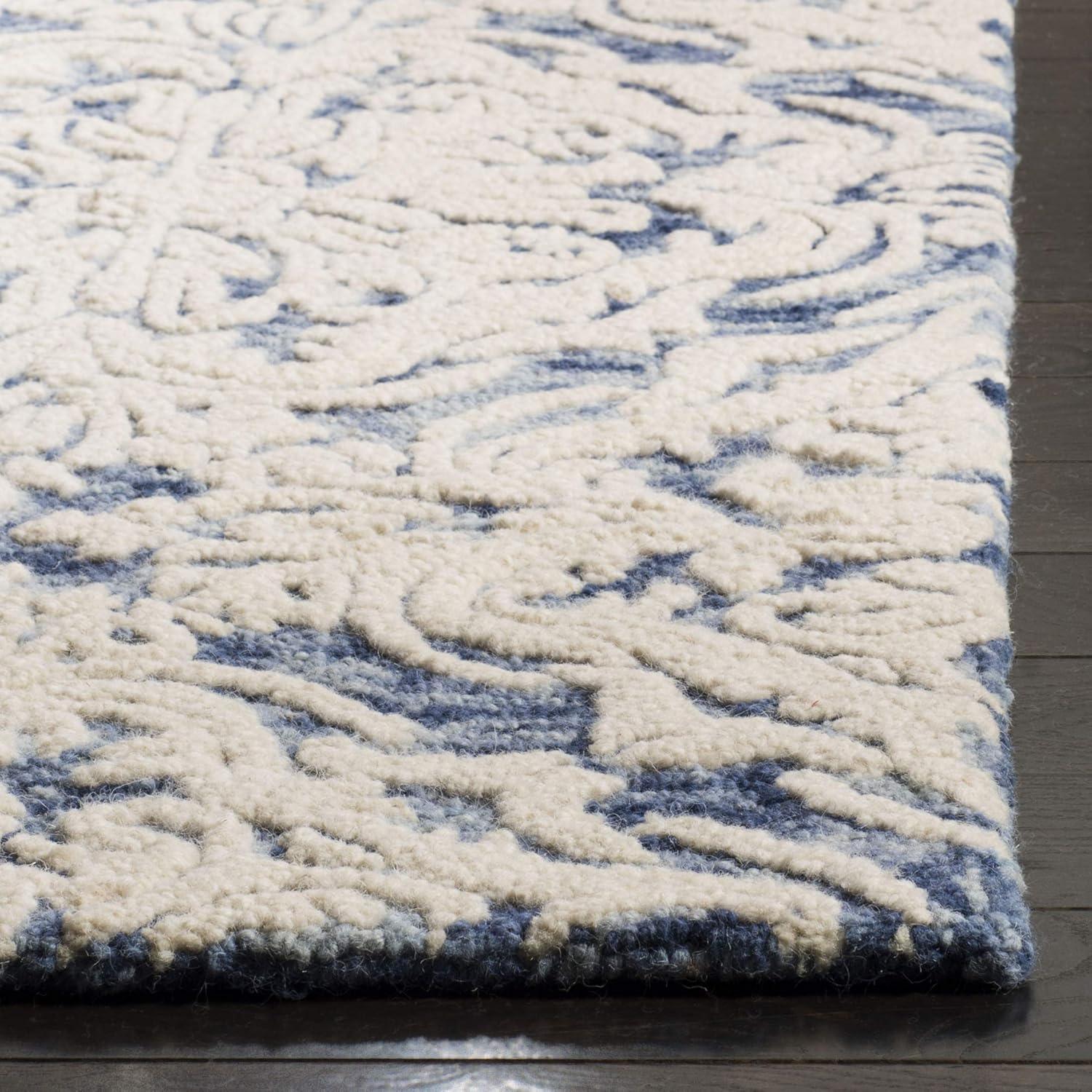 Ivory Tufted Handmade Wool Runner Rug