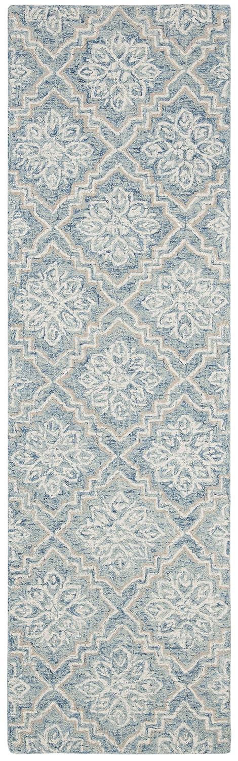 Abstract ABT201 Handmade Indoor Runner - Blue/Grey - 2'-3"x12' - Safavieh