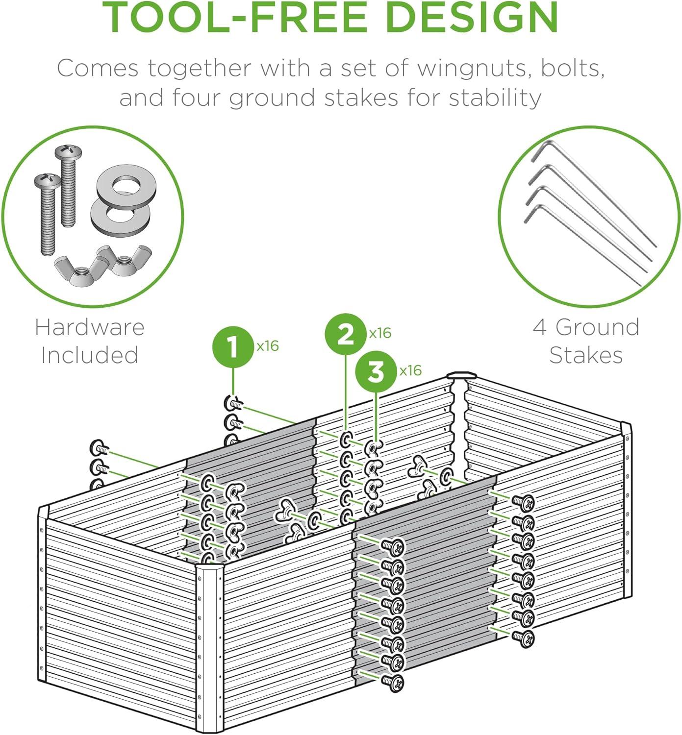 Best Choice Products 4x2x2ft Outdoor Metal Raised Garden Bed, Planter Box for Vegetables, Flowers, Herbs - Dark Green