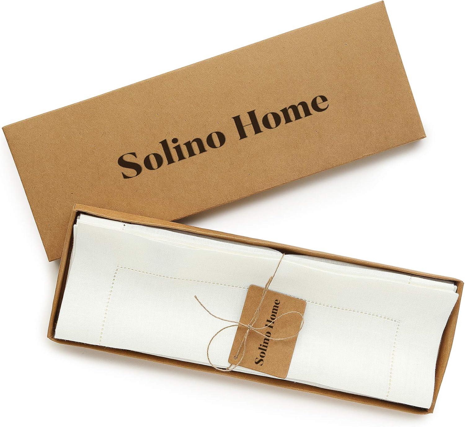 Solino Home 100% Pure Linen Hemstitch Placemats - Classic Hemstitch (Set of 4)