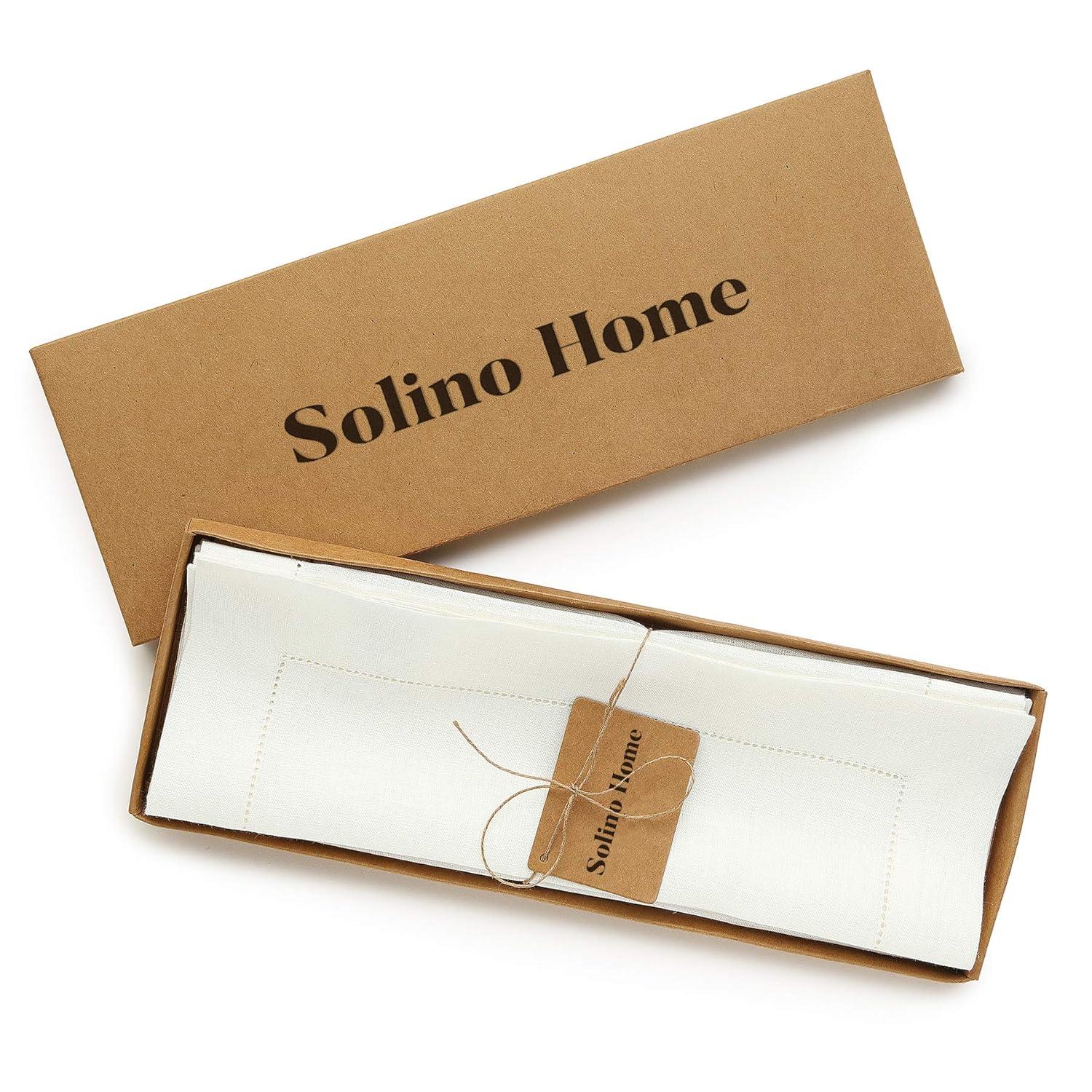 Solino Home 100% Pure Linen Hemstitch Placemats - Classic Hemstitch (Set of 4)