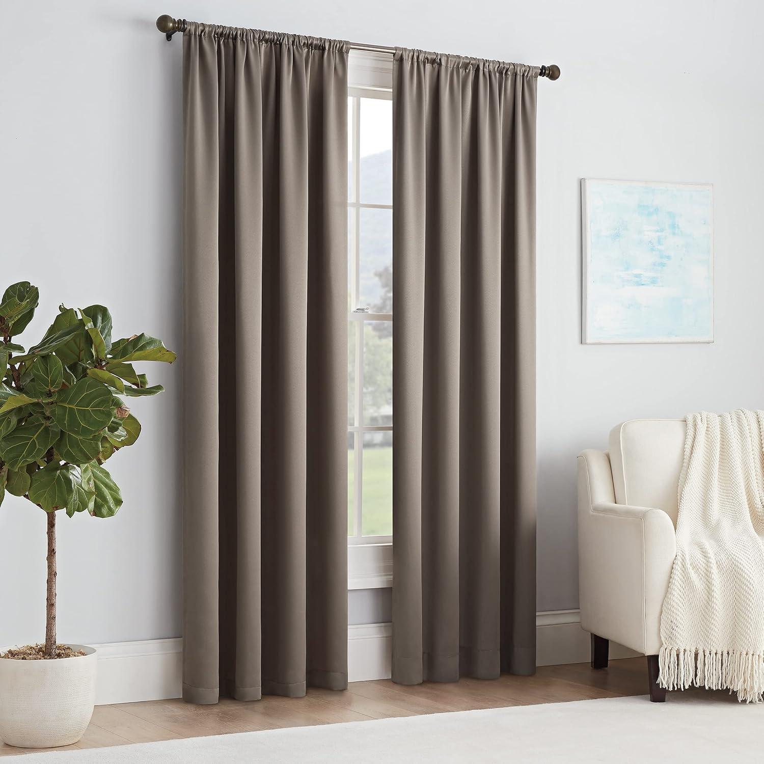 Mushroom Polyester Room-Darkening Rod Pocket Curtain Panel, 54" x 54"