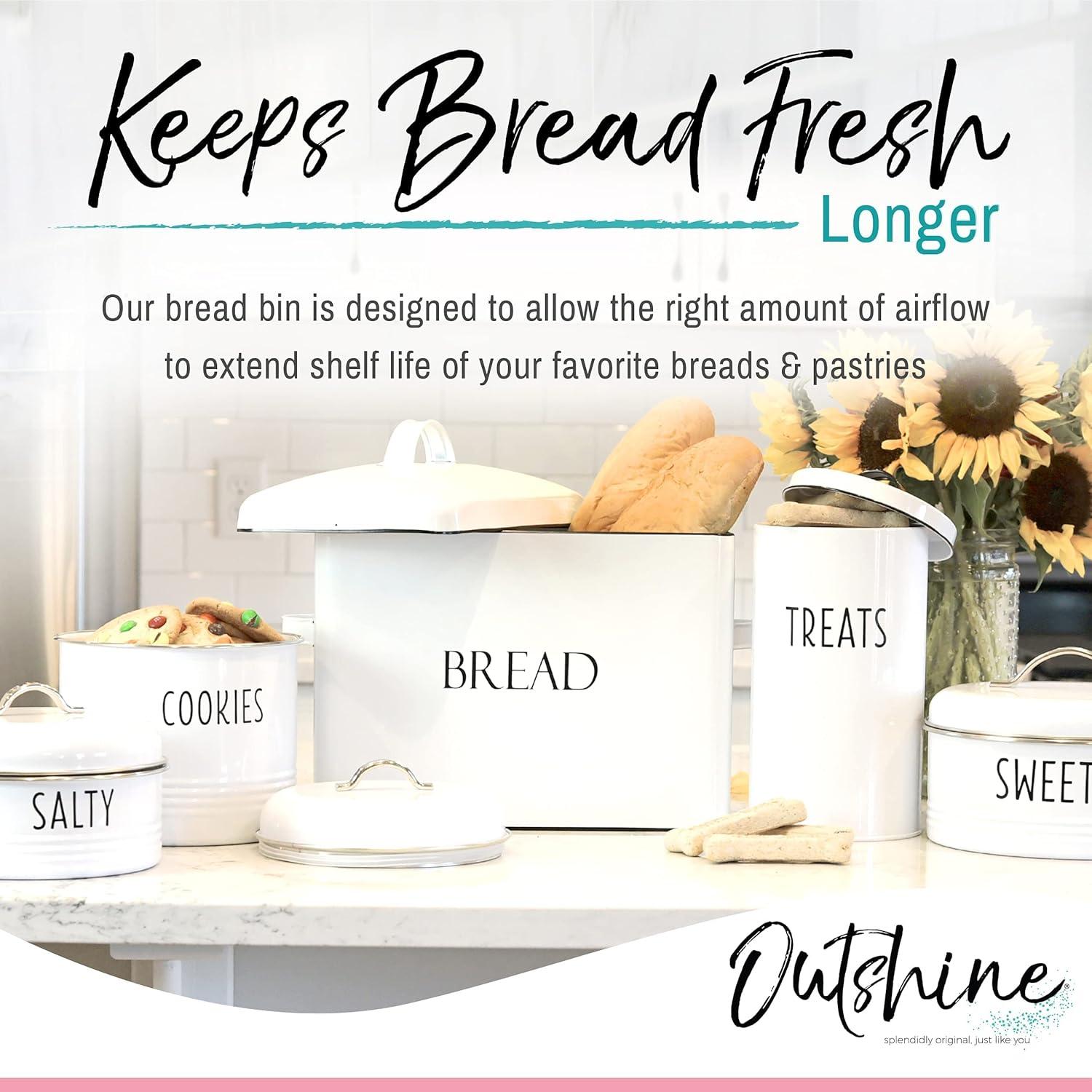 Metal Bread Box Bread Bin For Kitchen Countertop