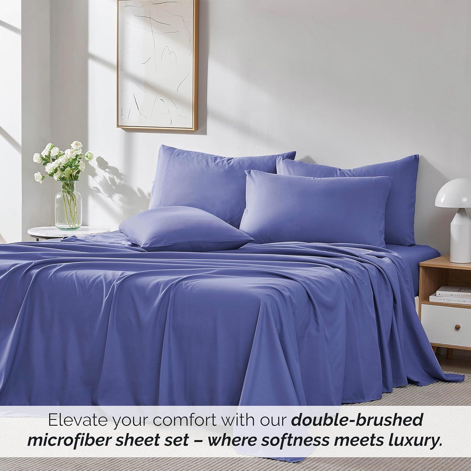 Denim Blue Full Deep Pocket Microfiber Sheet Set