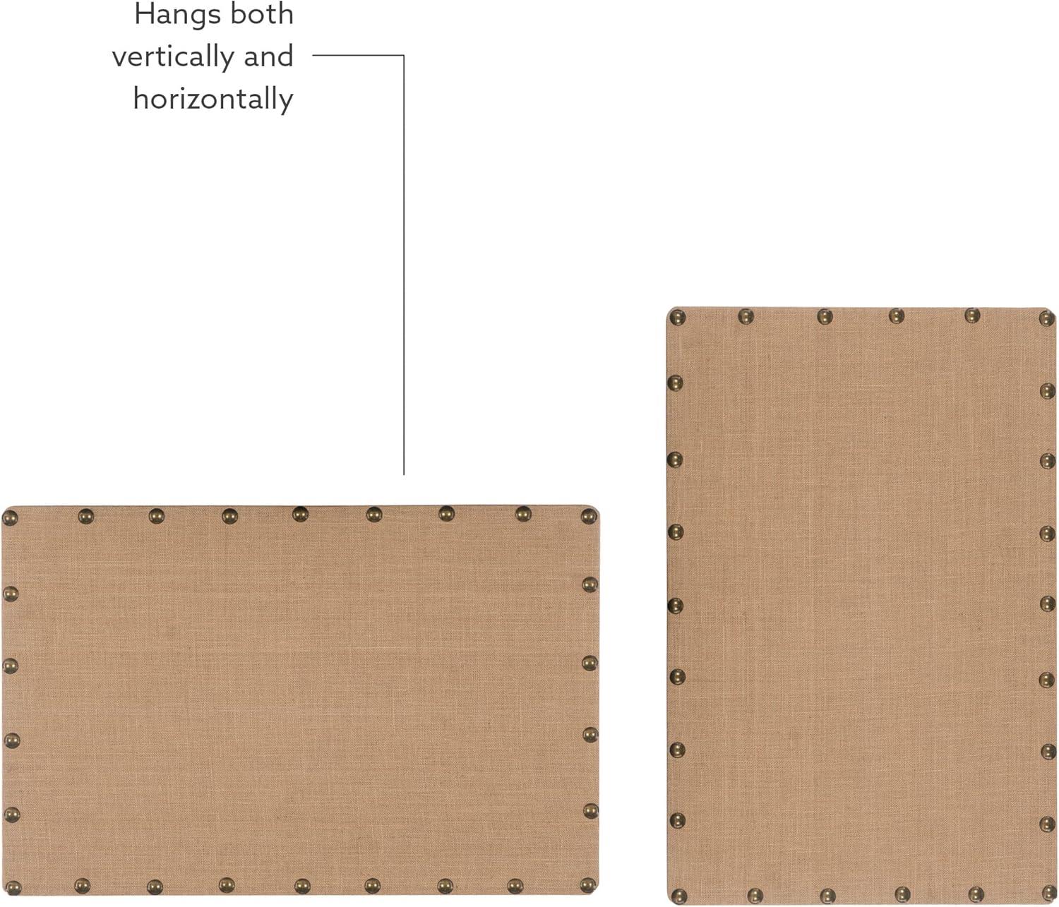 Beige Burlap Corkboard with Bronze Nailhead Trim, 24" x 36"