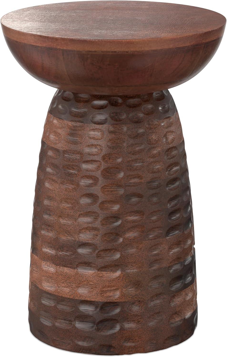 Simpli Home Boyd Solid Mango Wood Pedestal Accent End Table