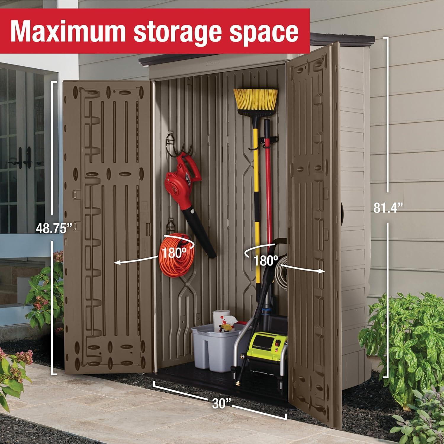 Rubbermaid Big Max 2 ft. 6 in. x 4 ft. 3 in. Large Vertical Resin Storage Shed