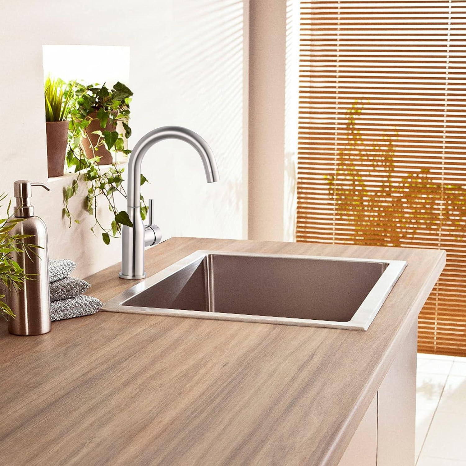 Wowow Kitchen Faucet Stainless Steel Brushed Nickel Bar Faucet Single Handle Kitchen Sink Faucets