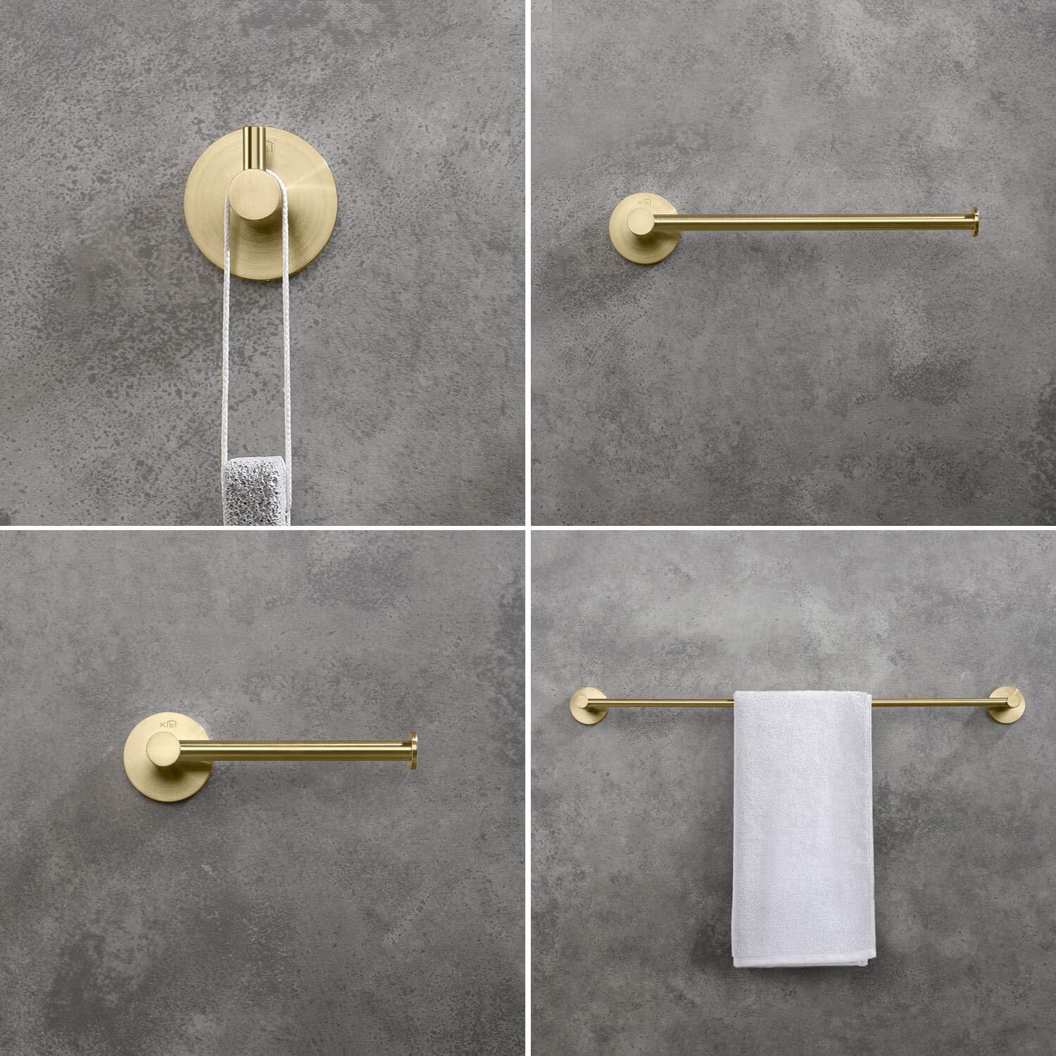KIBI C-KBA14-4BG Circular 4 - Piece Bathroom Hardware Set