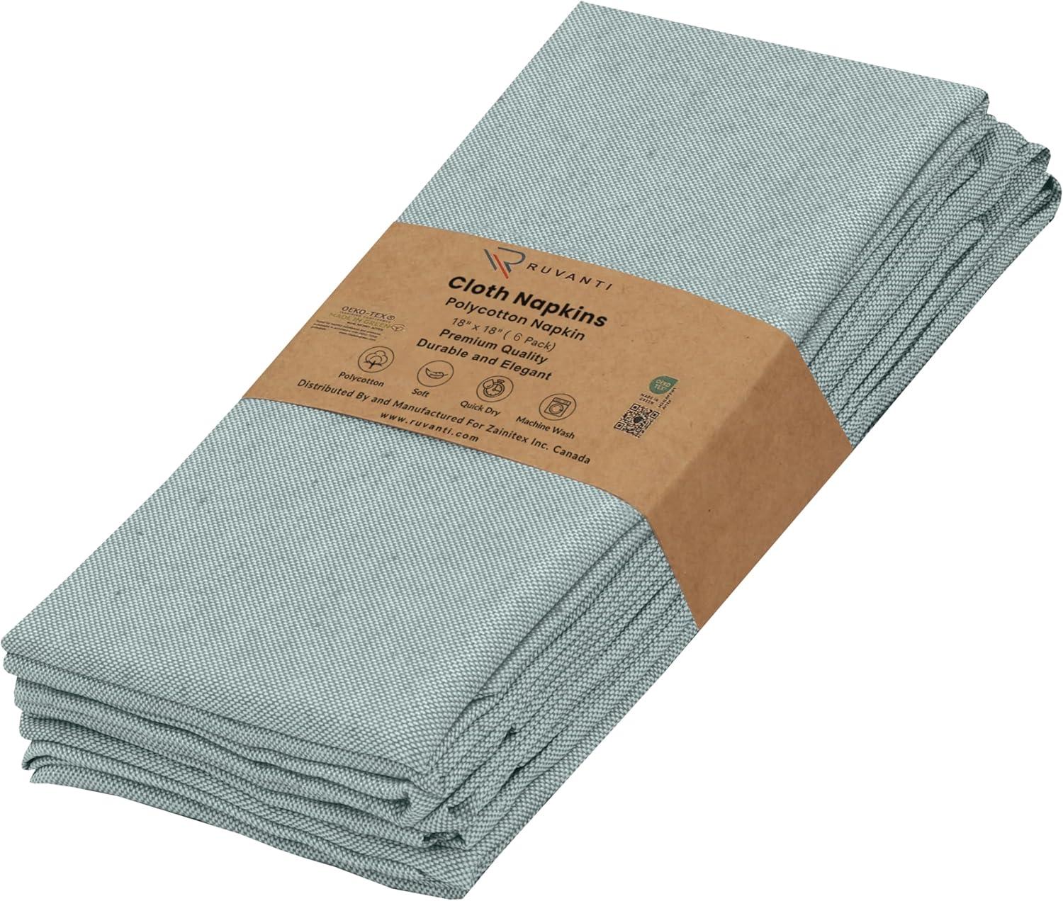 Poly Cotton Square Cloth Napkins Chambray Fabric