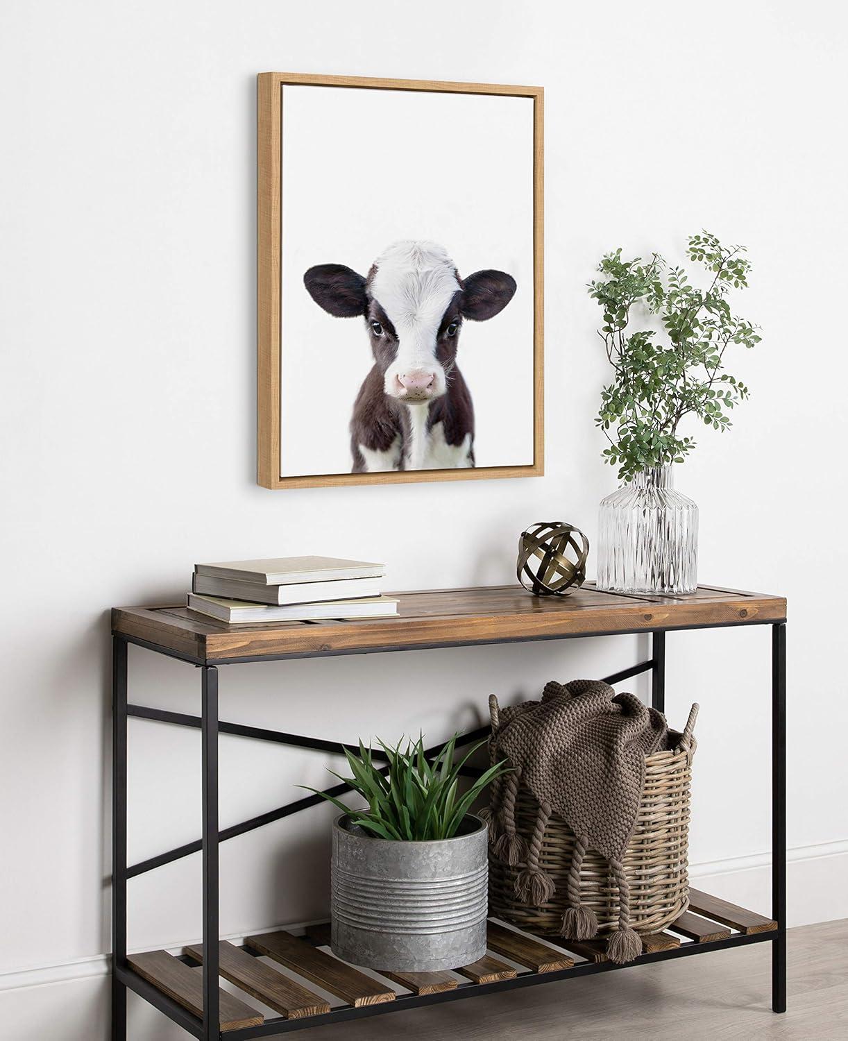 18" x 24" Sylvie Baby Cow Portrait Framed Canvas by Amy Peterson - Kate & Laurel All Things Decor