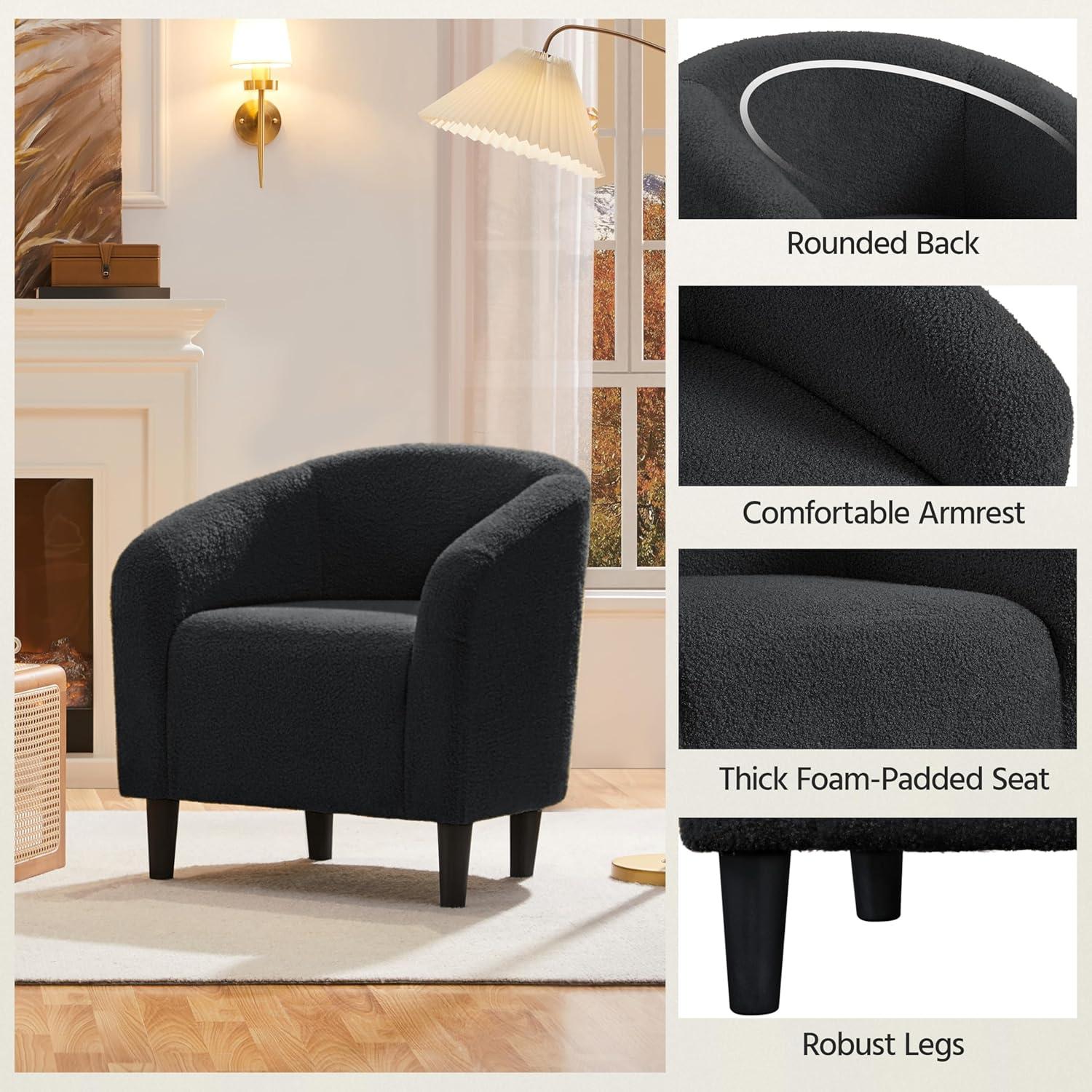 Yaheetech Upholstered Armchair Accent Barrel Chair, Dark Gray
