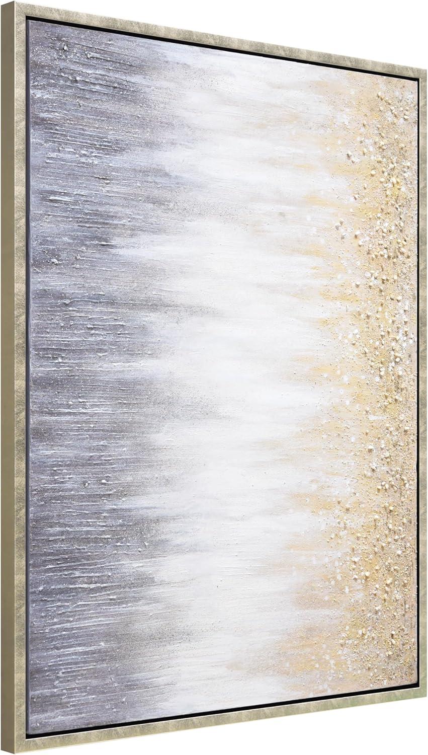 Empire Art Direct Golden Cascade Textured Glitter Hand Painted Framed Canvas Wall Art