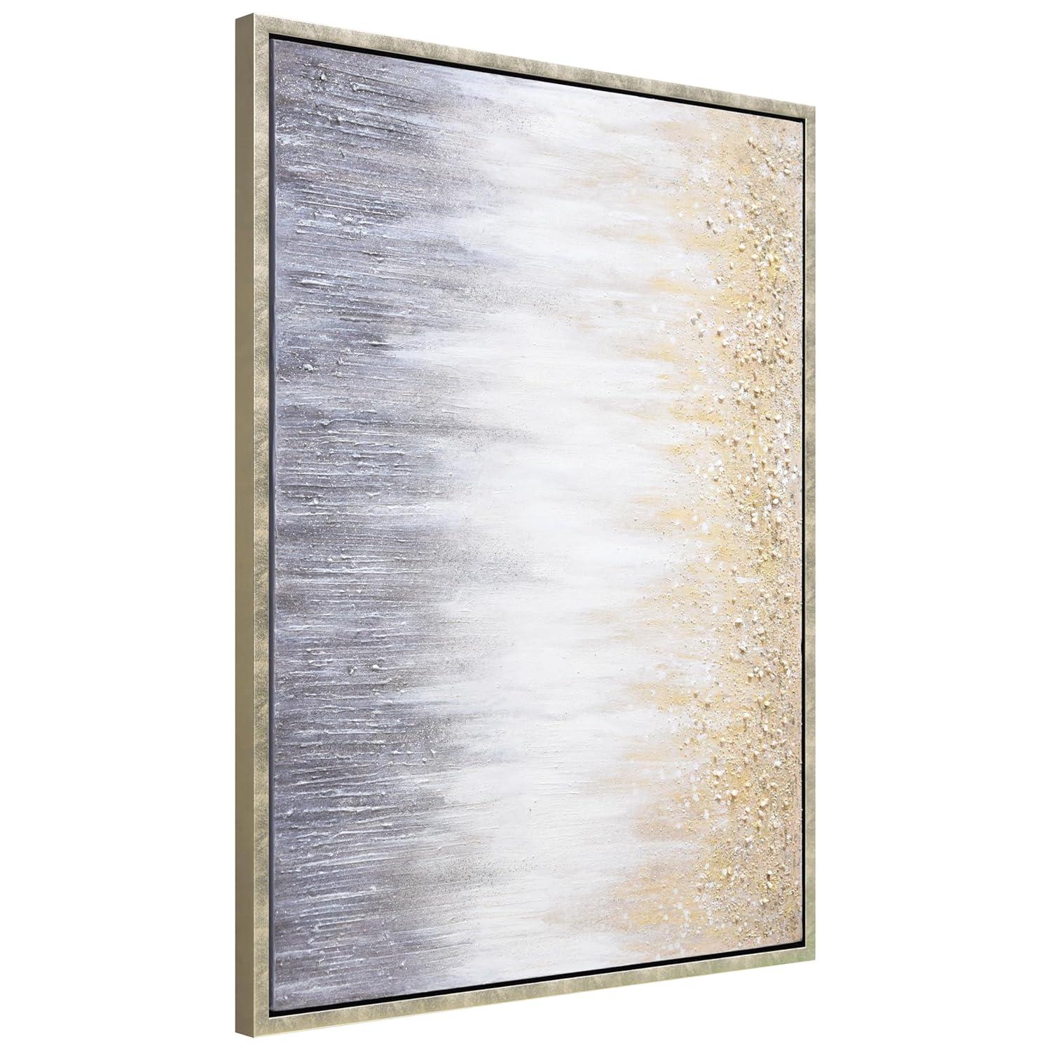 Empire Art Direct Golden Cascade Textured Glitter Hand Painted Framed Canvas Wall Art