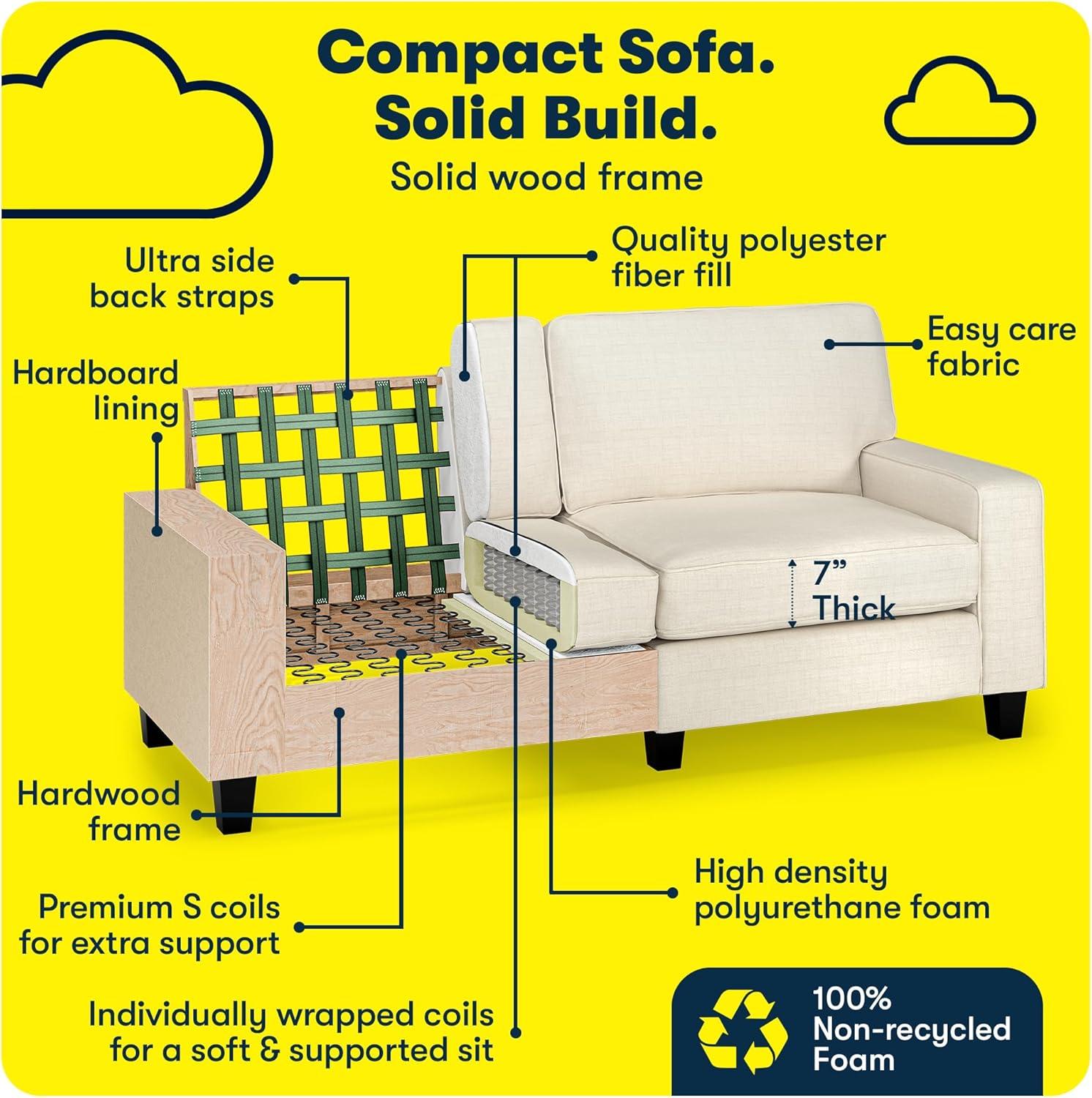 Serta Palisades 73" Track Arm Sofa, Easy Care Fabric, Soft Pillow Back, Pocket Coil Seat Cushions