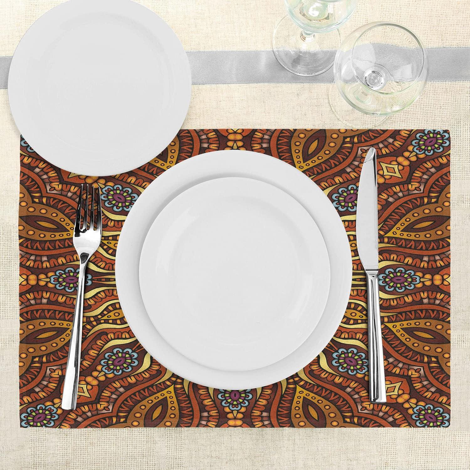 Ethnic Mosaic Yellow Marigold Polyester Placemats Set of 4