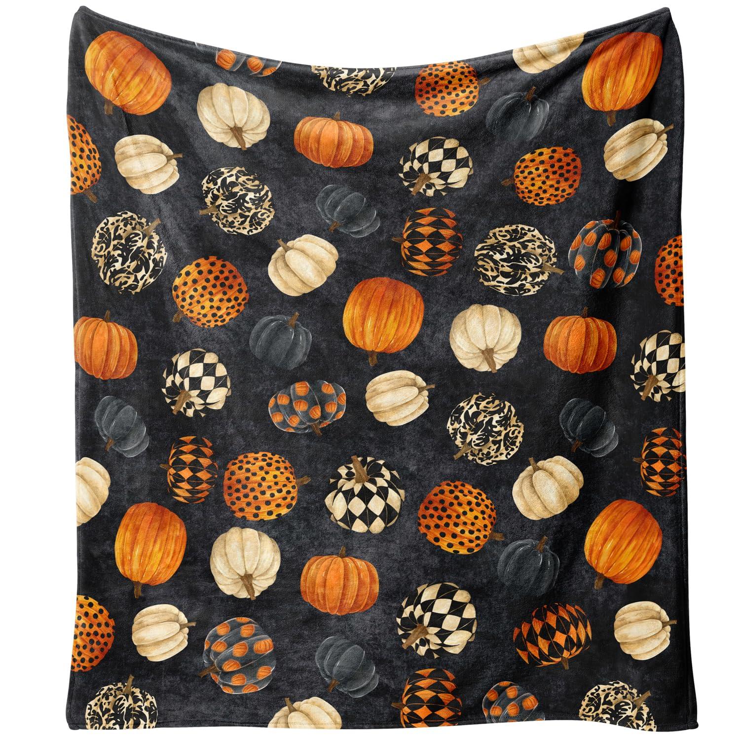 Halloween Pumpkin Blanket, Case Halloween Fleece Blanket,Halloween Pumpkin Gifts for Women,Halloween Flannel Fleece Throw Blanket for Home Living Room Couch Bed Chair or Dorm Decor 60 "x 50"