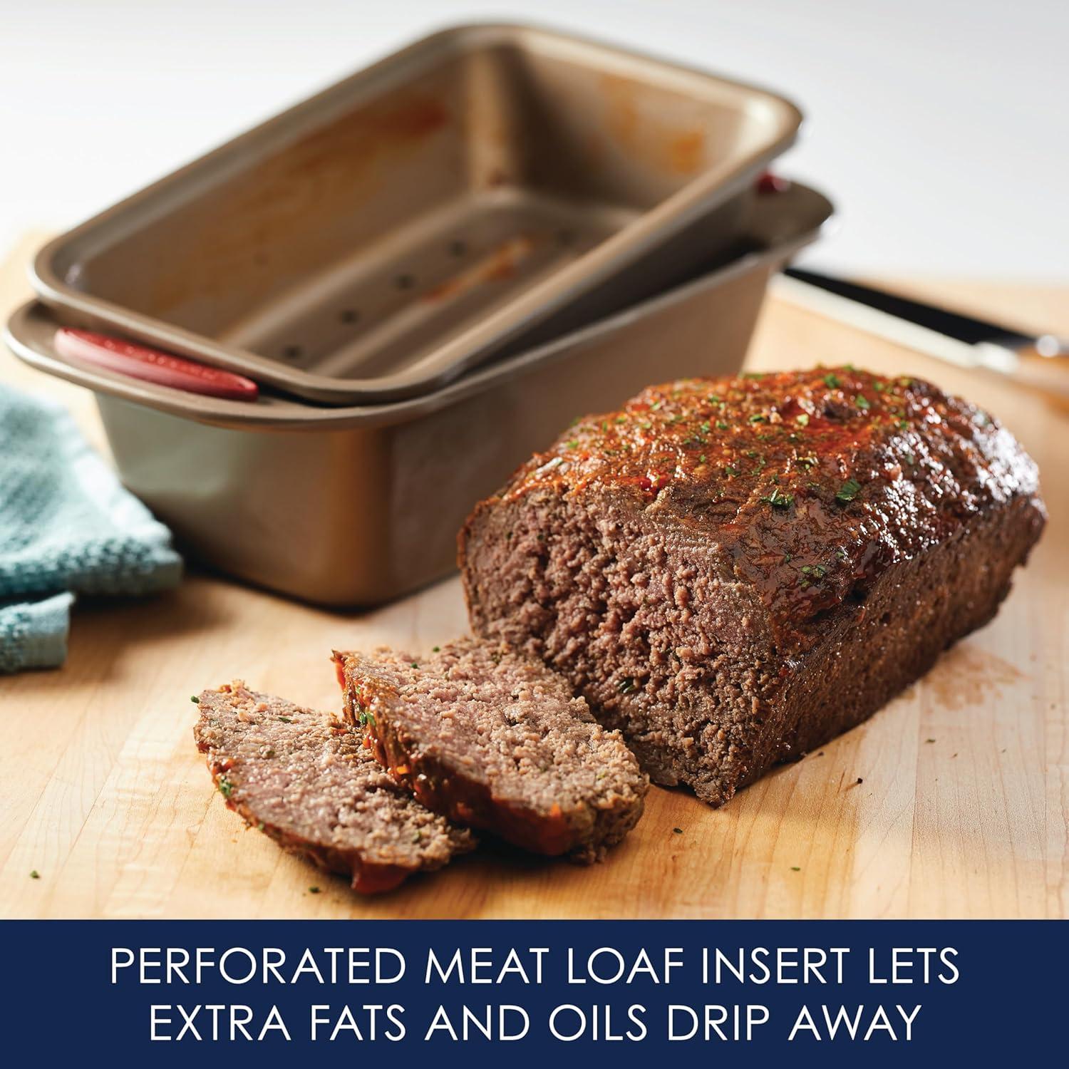 Rachael Ray Cucina Nonstick Bakeware Baking Pans Set, 10 Piece, Latte Brown and Cranberry Red