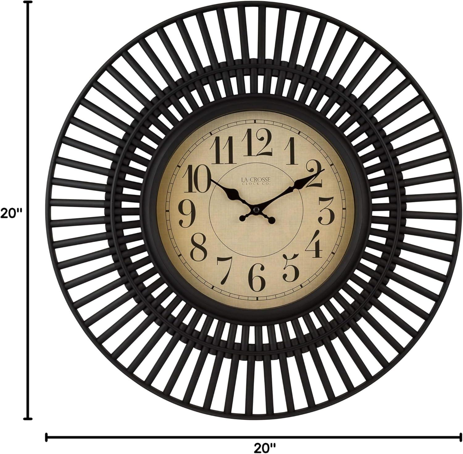 Covington 20-Inch Black Plastic Round Quartz Wall Clock