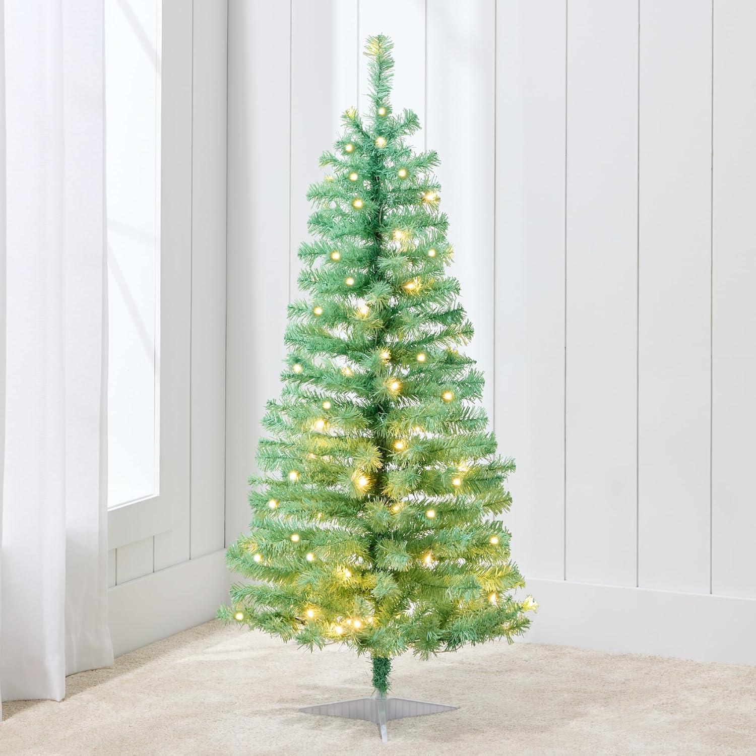 4ft Sage Green Prelit Artificial Christmas Tree with LED Lights