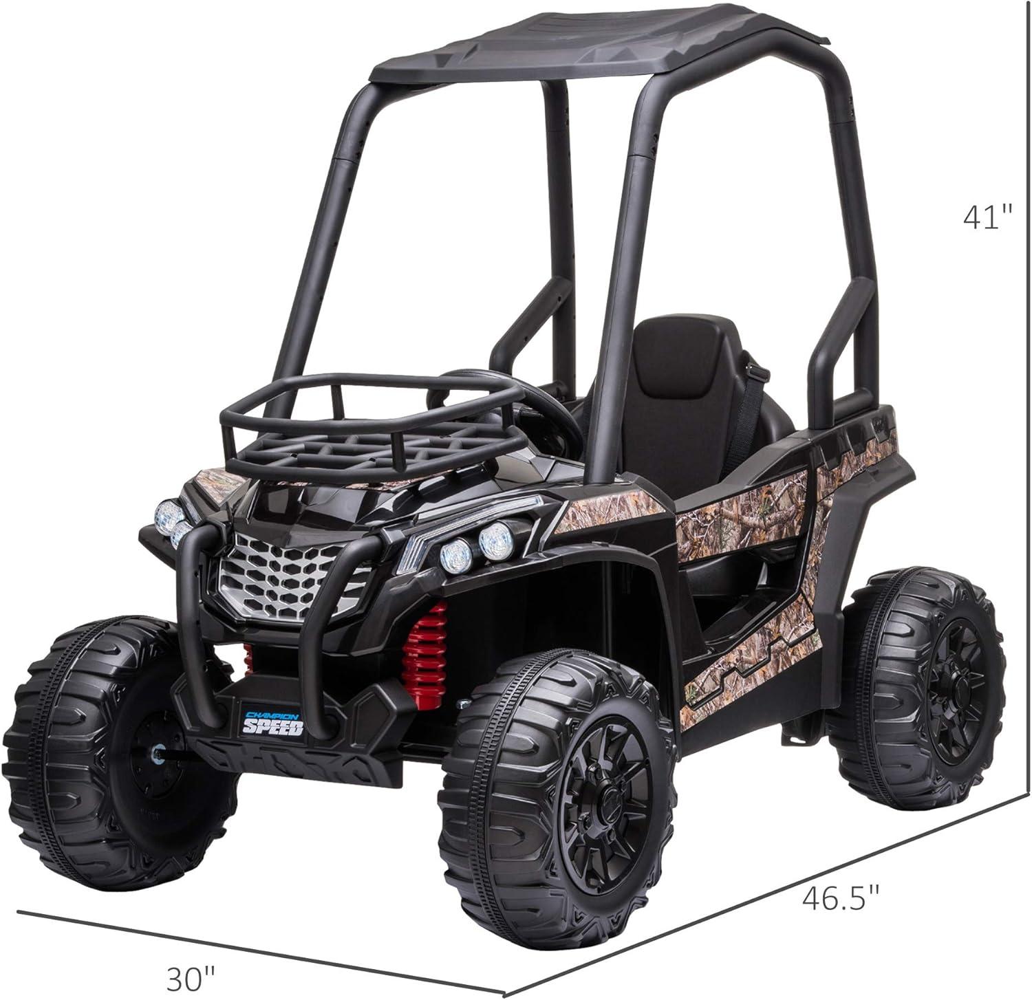 Aosom 12V Kids UTV, Battery Powered Electric Ride on Car with Music, Lights, MP3/USB, Suspension System & Remote Control, Camo