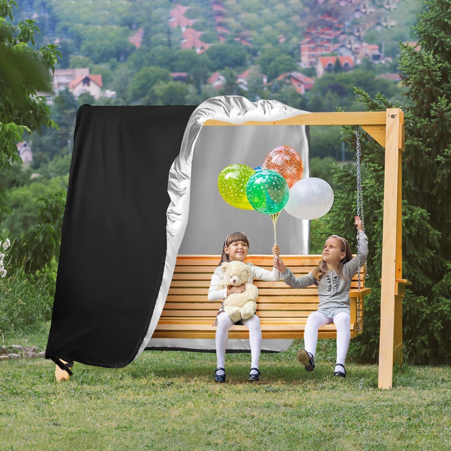 Black Waterproof Oxford Fabric Outdoor Swing Cover with Drawstring