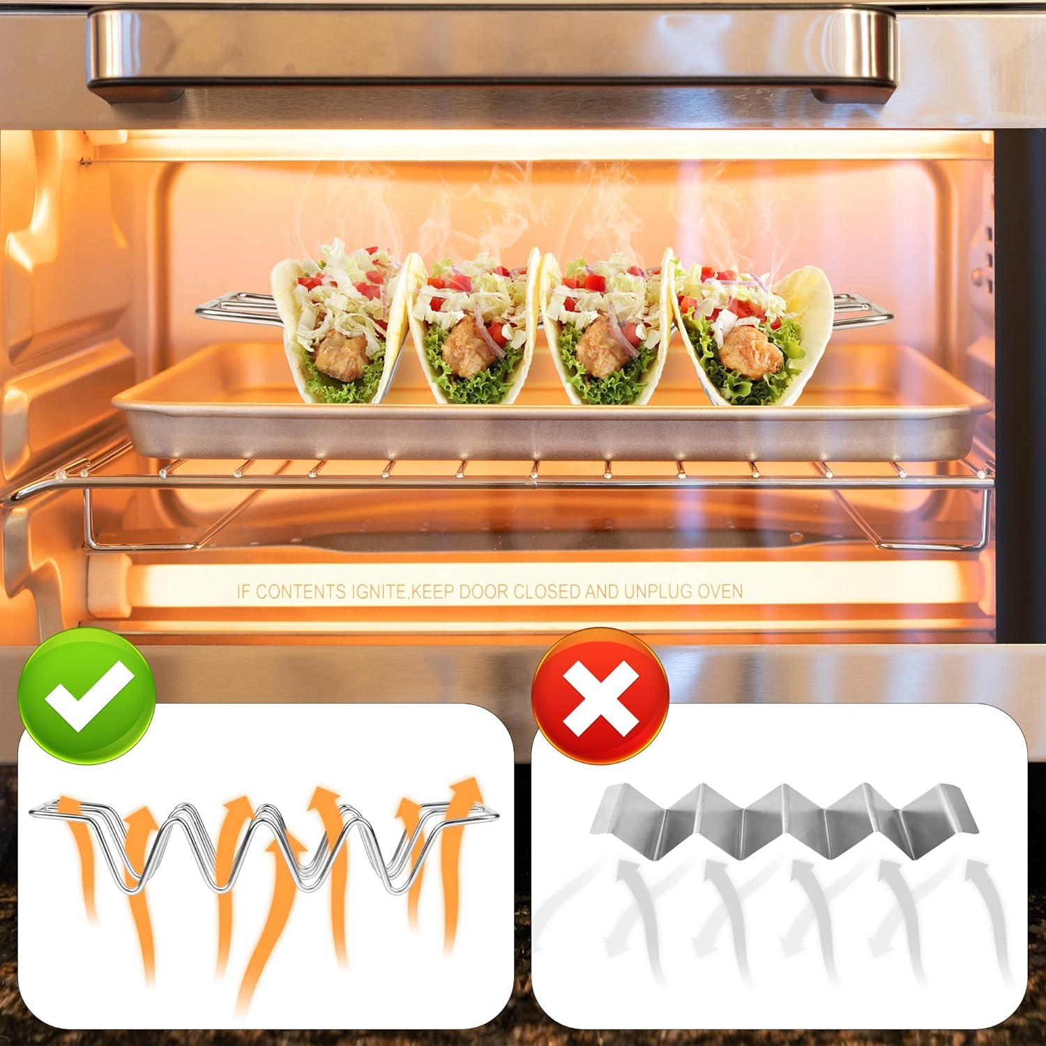 Stainless Steel Burrito Rack,3 PCS Stackable Taco Bracket Plate,Household Easy to Clean Taco Rack,Metal Tortilla Serving Tray,Desktop Taco Holder for Party