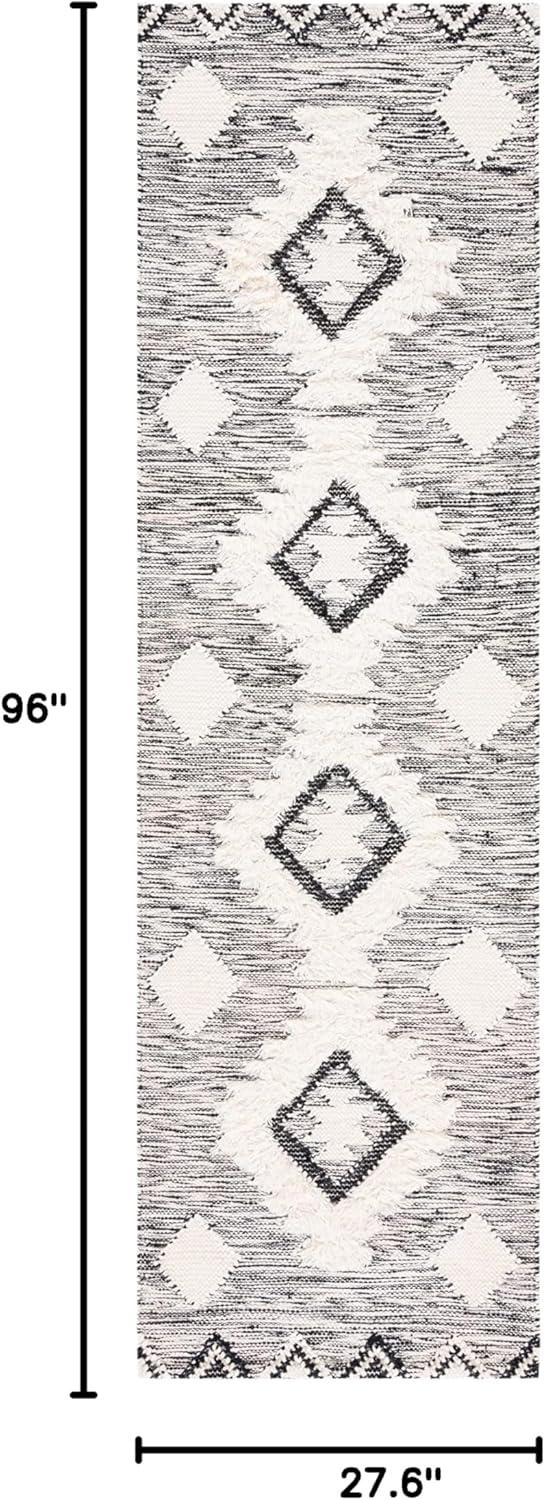 Kenya KNY275 Hand Woven Runner Rug - Black/Ivory - 2'3"x8' - Safavieh.