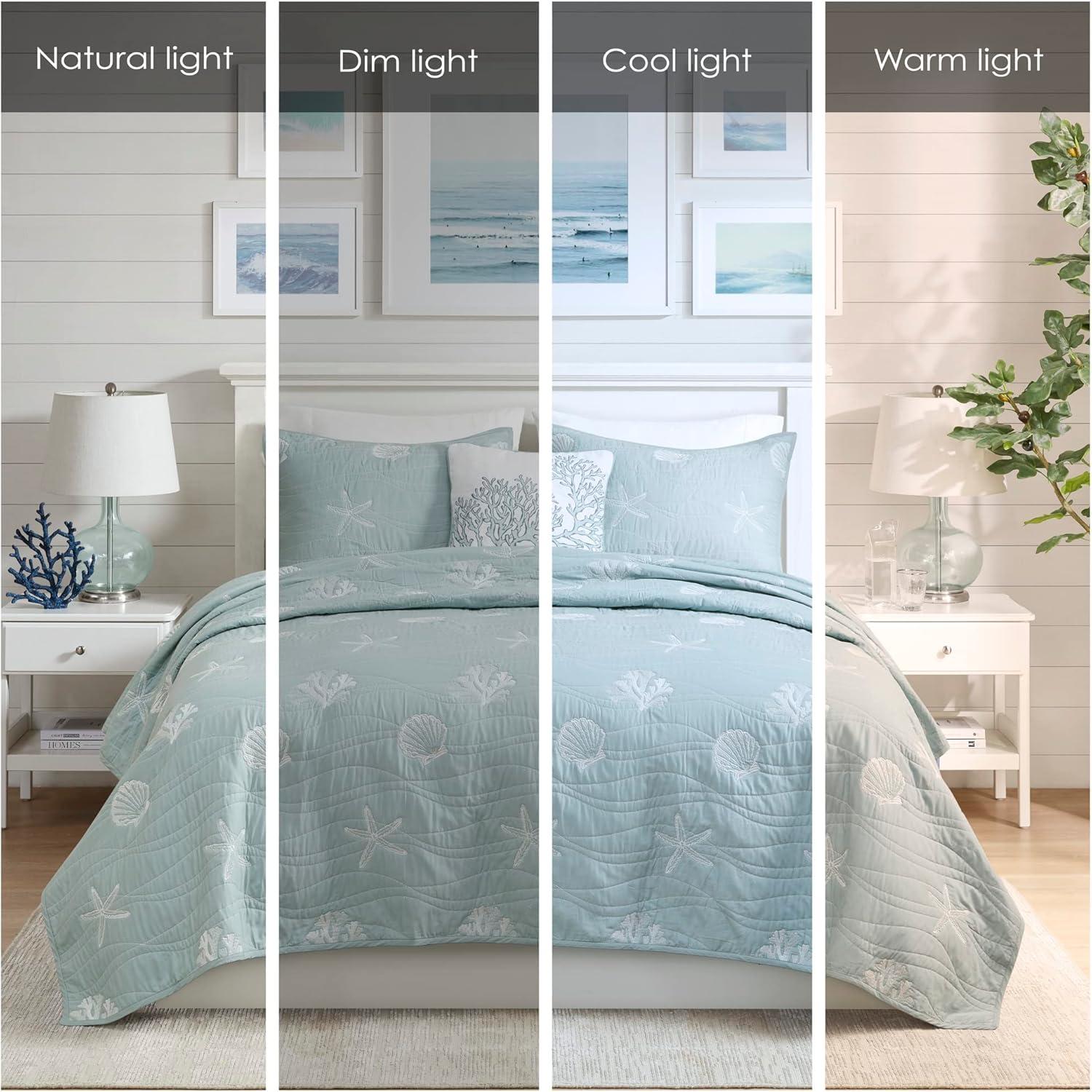 Harbor House Seaside 4 Piece Coverlet Set, Full/Queen, Dusty Blue