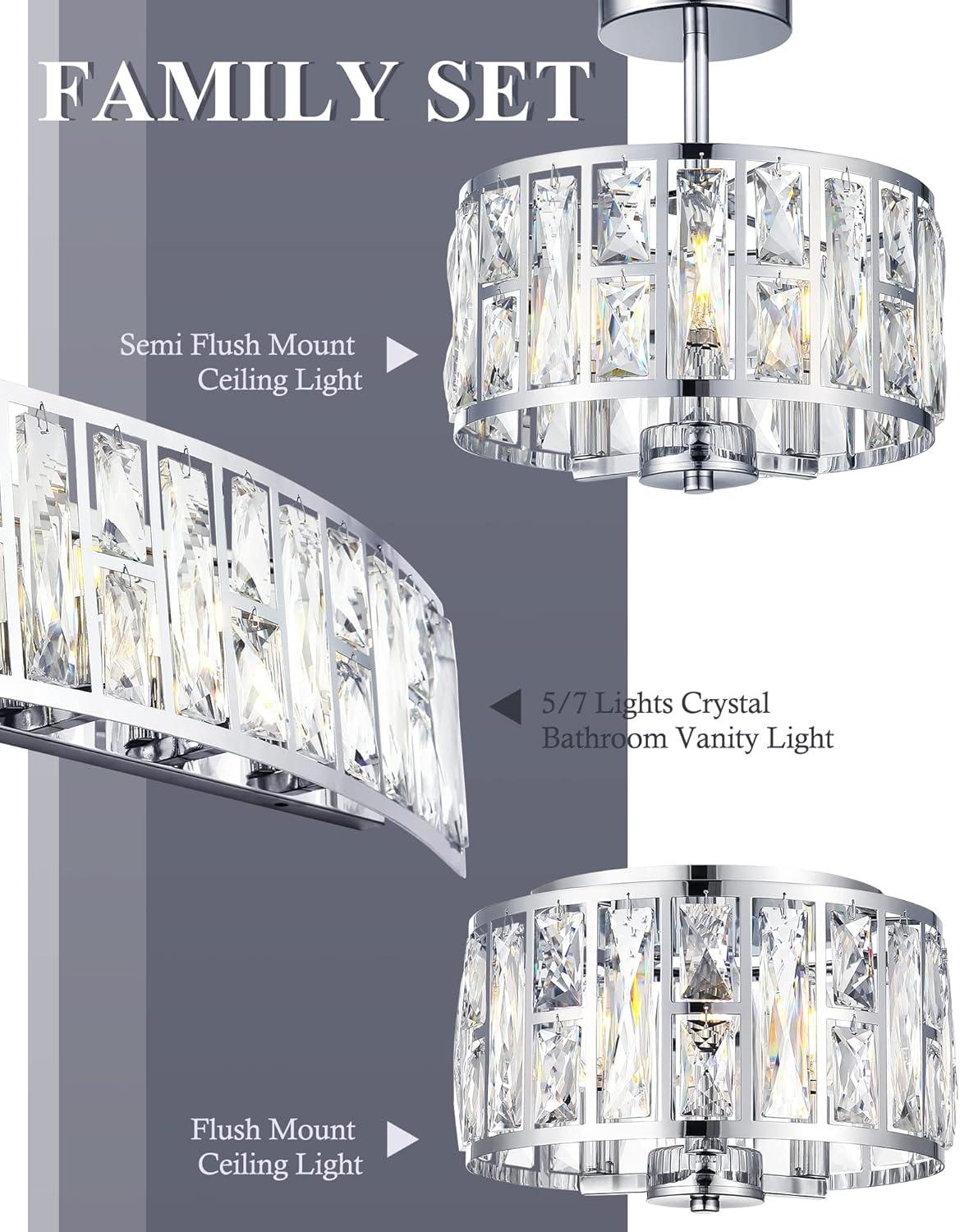 Mercer41 Kyersten 12" 3-Light Crystal Semi Flush Mount