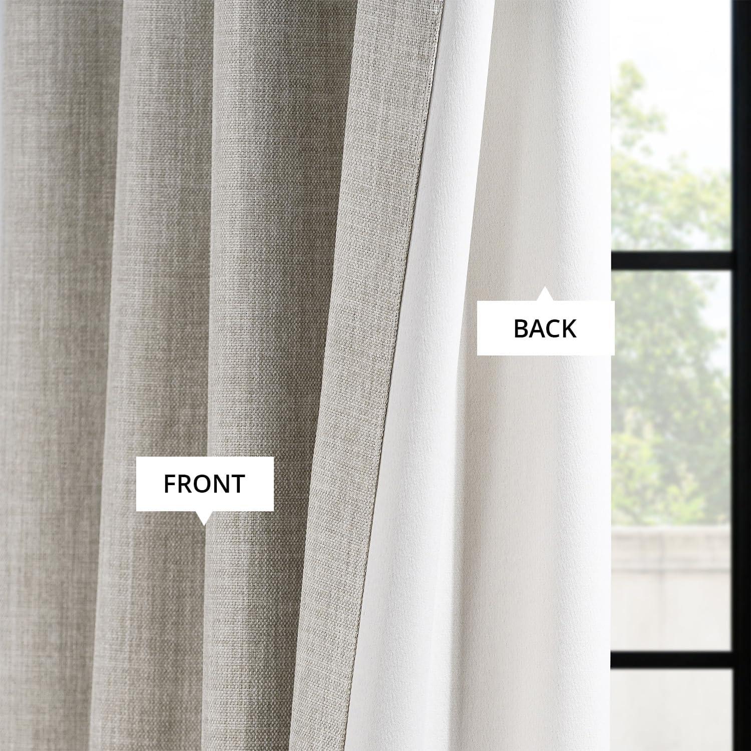 Oatmeal Faux Linen Extra Wide Room Darkening Curtain (1 Panel), Oatmeal, 100W X 108L