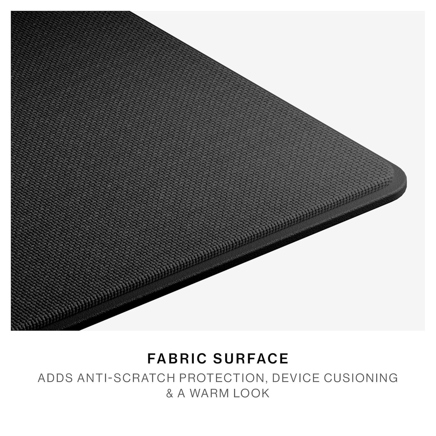 Black Adjustable Ergonomic Metal Laptop Stand with Fabric Surface