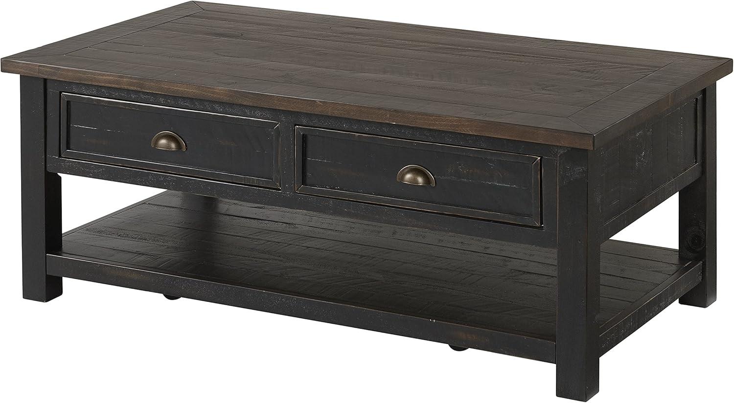 Coastal Style Rectangular Wooden Coffee Table with 2 Drawers, Brown- Saltoro Sherpi