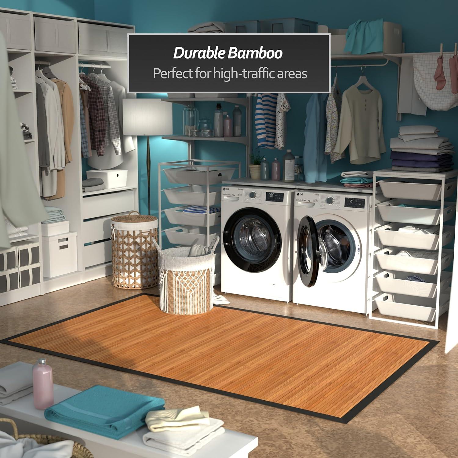 Oriental Furniture Bamboo Rug, Burnt Bamboo, 5x8