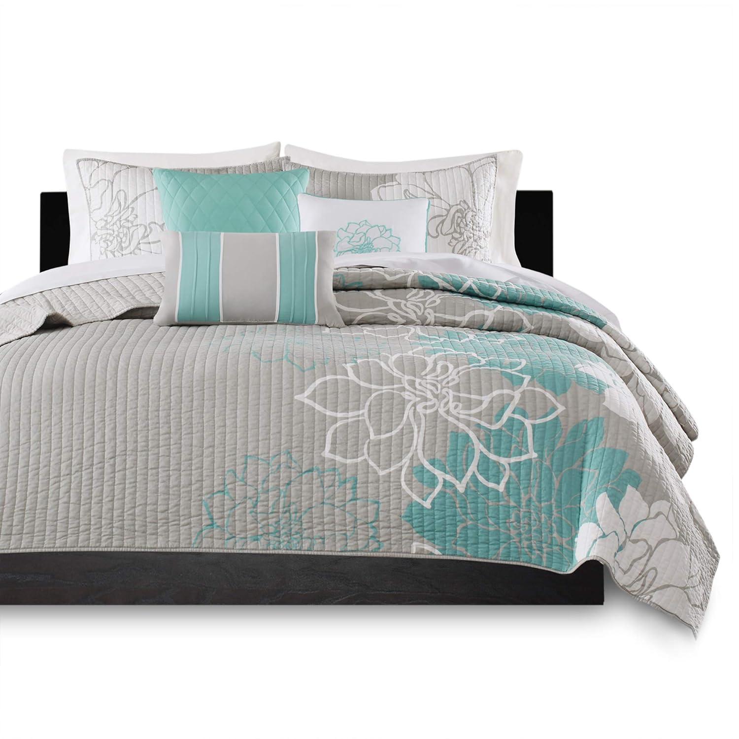 Madison Park Lola Floral 6 Piece Reversible Cotton Quilt Set
