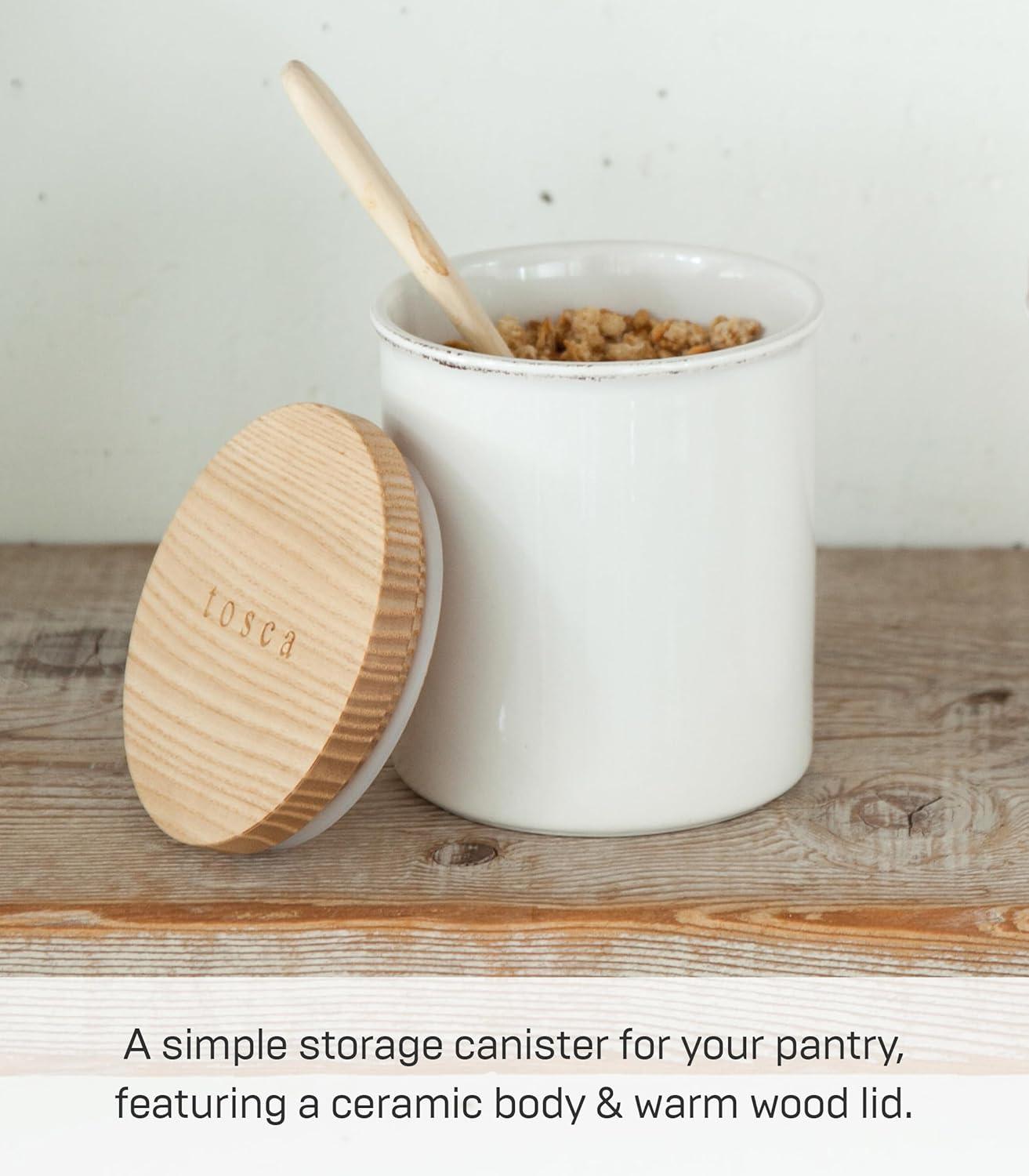 Tosca Yamazaki Home Ceramic Canister, Dry Food Kitchen Storage Container, Plain, 15.25 oz. Airtight