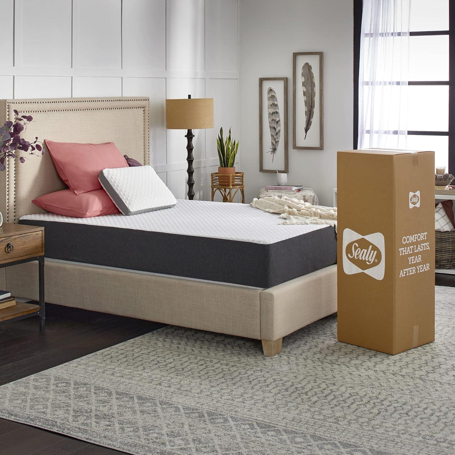 Sealy Cool & Clean 10" Memory Foam Bed in Box, Queen, White