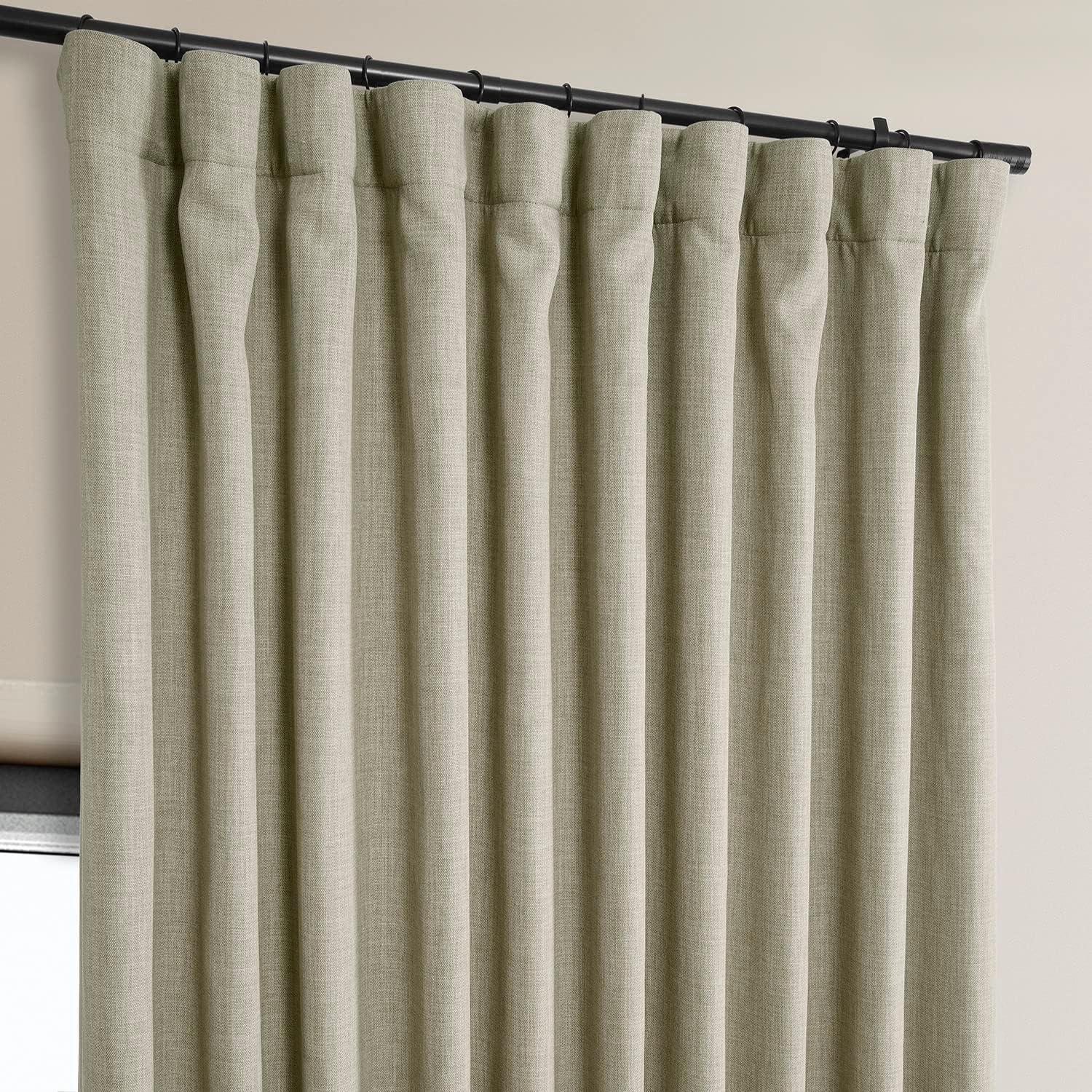 Oatmeal Faux Linen Extra Wide Room Darkening Curtain (1 Panel), Oatmeal, 100W X 108L