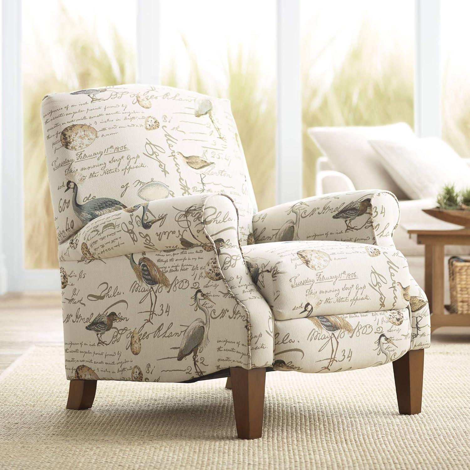 Kensington Hill Birdsong Script and Bird Recliner Chair Modern Armchair Comfortable Push Manual Reclining Footrest for Bedroom Living Room Reading