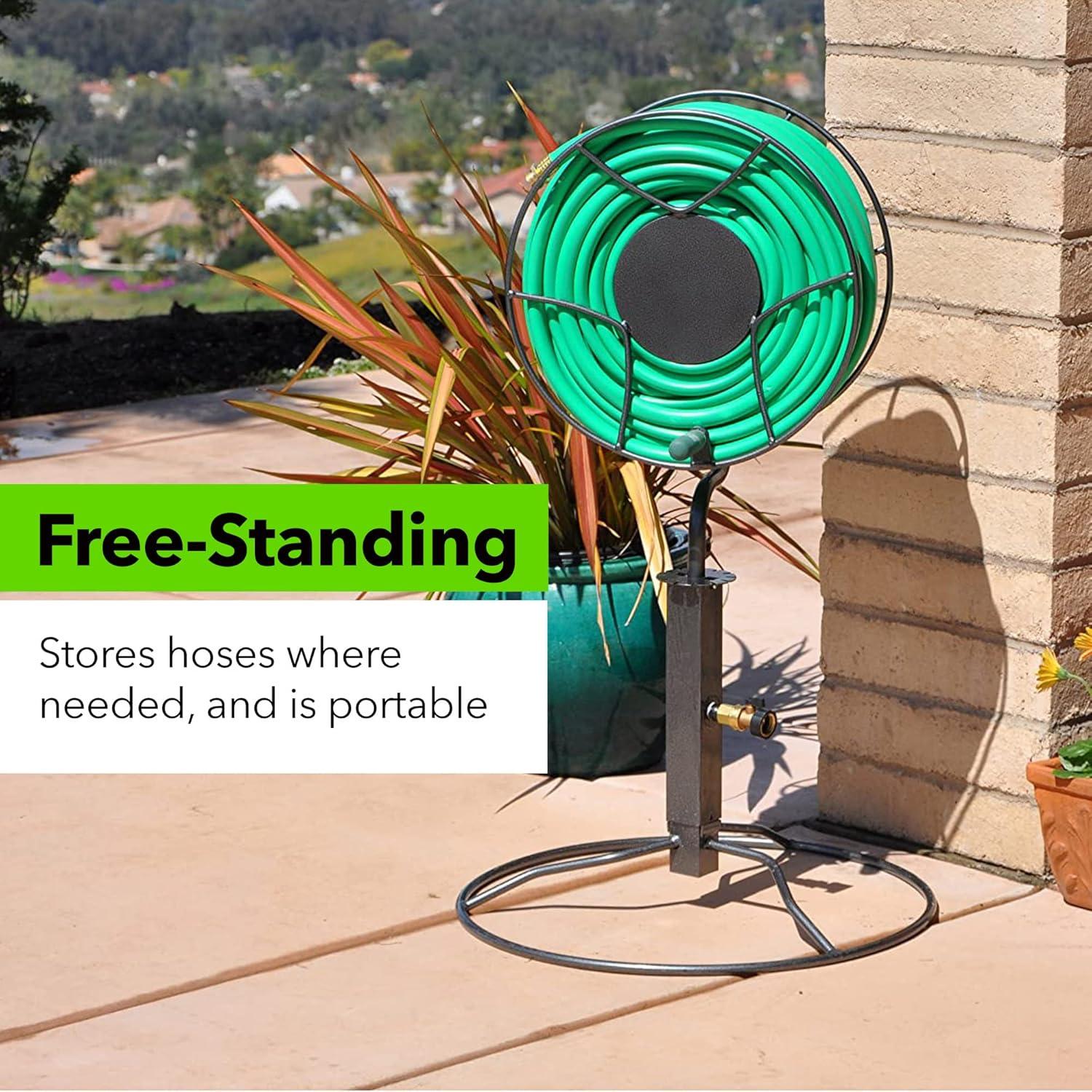 Yard Butler Free Standing 360 Degree Swivel Garden Steel Hose Reel