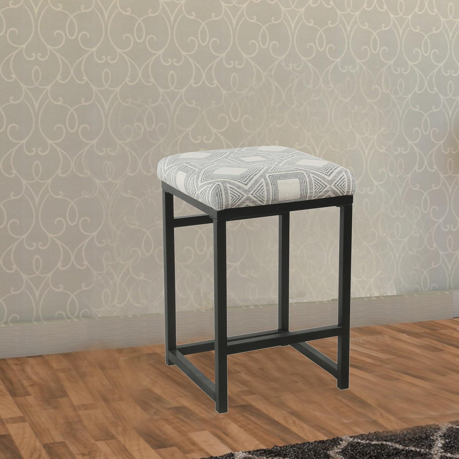 24" Open Back Metal Counter Height Barstool Charcoal - HomePop: Upholstered, Powder-Coated, 250lb Capacity