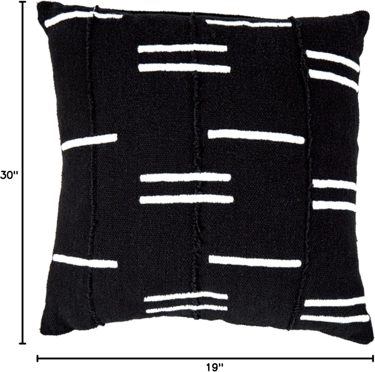 Black and White Patchwork Cotton Square Accent Pillow, 20 x 20 Inches