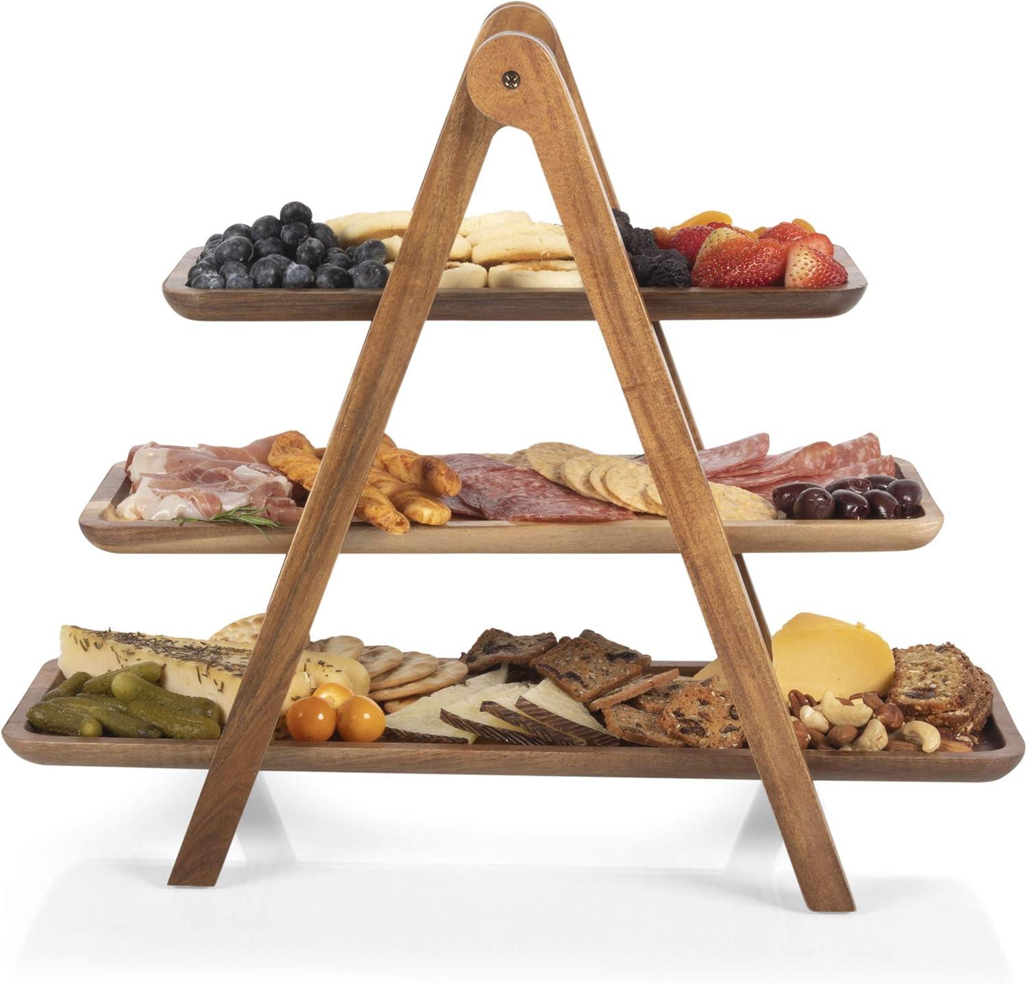 Union Rustic 3 Tiered Serving Tray - Charcuterie Boards - Wood Serving Platters Austyn