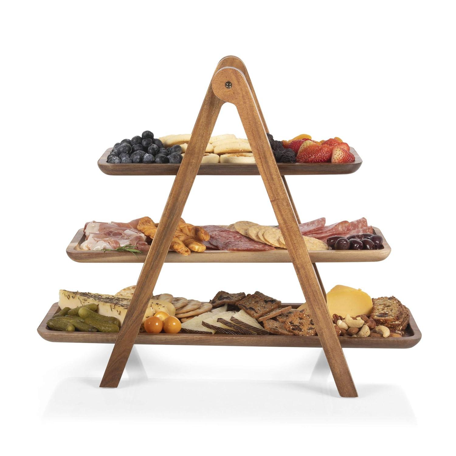Union Rustic 3 Tiered Serving Tray - Charcuterie Boards - Wood Serving Platters Austyn
